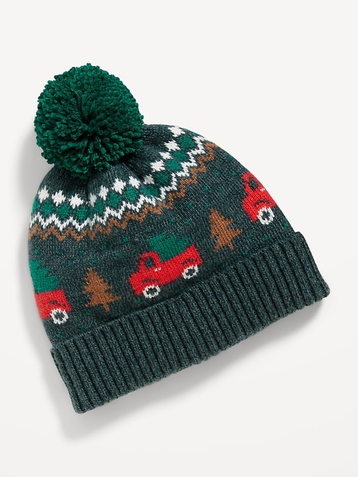View large product image 1 of 1. Soft-Knit Pom-Pom Beanie for Toddler Boys