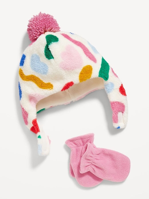 View large product image 1 of 1. Printed Sherpa Trapper Hat & Mittens for Toddler & Baby