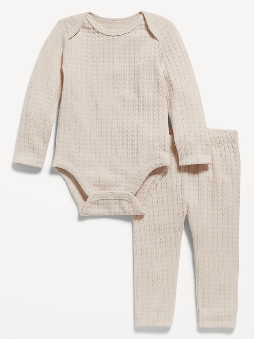 View large product image 1 of 3. Unisex Jacquard-Knit Bodysuit & Pants Set for Baby