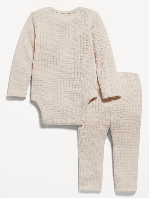 View large product image 2 of 3. Unisex Jacquard-Knit Bodysuit & Pants Set for Baby