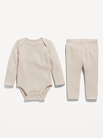 View large product image 3 of 3. Unisex Jacquard-Knit Bodysuit & Pants Set for Baby