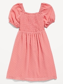 View large product image 3 of 3. Chiffon Puff-Sleeve Smocked Clip-Dot Dress for Girls