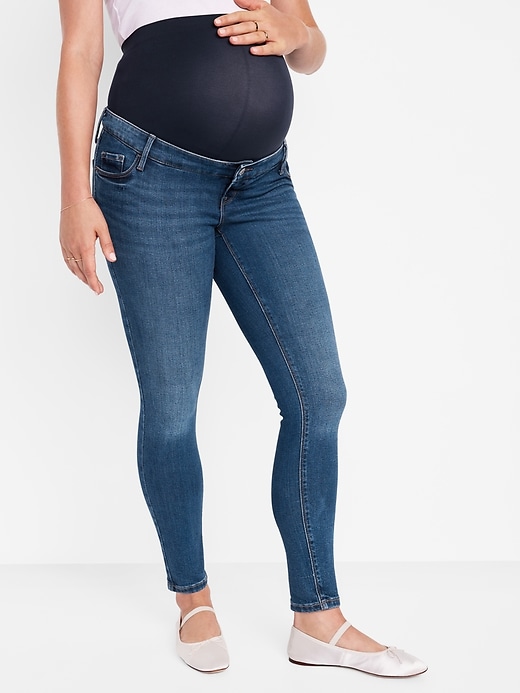 Image number 1 showing, Maternity Premium Full Panel Rockstar Super Skinny Jeans