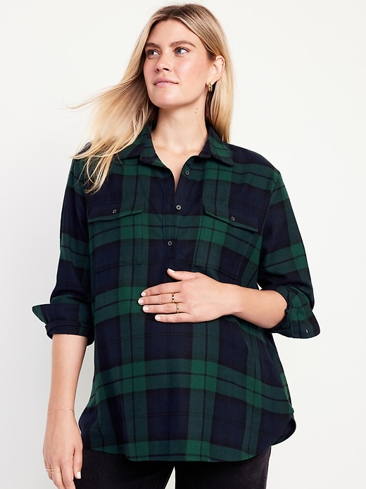 Image number 1 showing, Maternity Utility Flannel Boyfriend Shirt