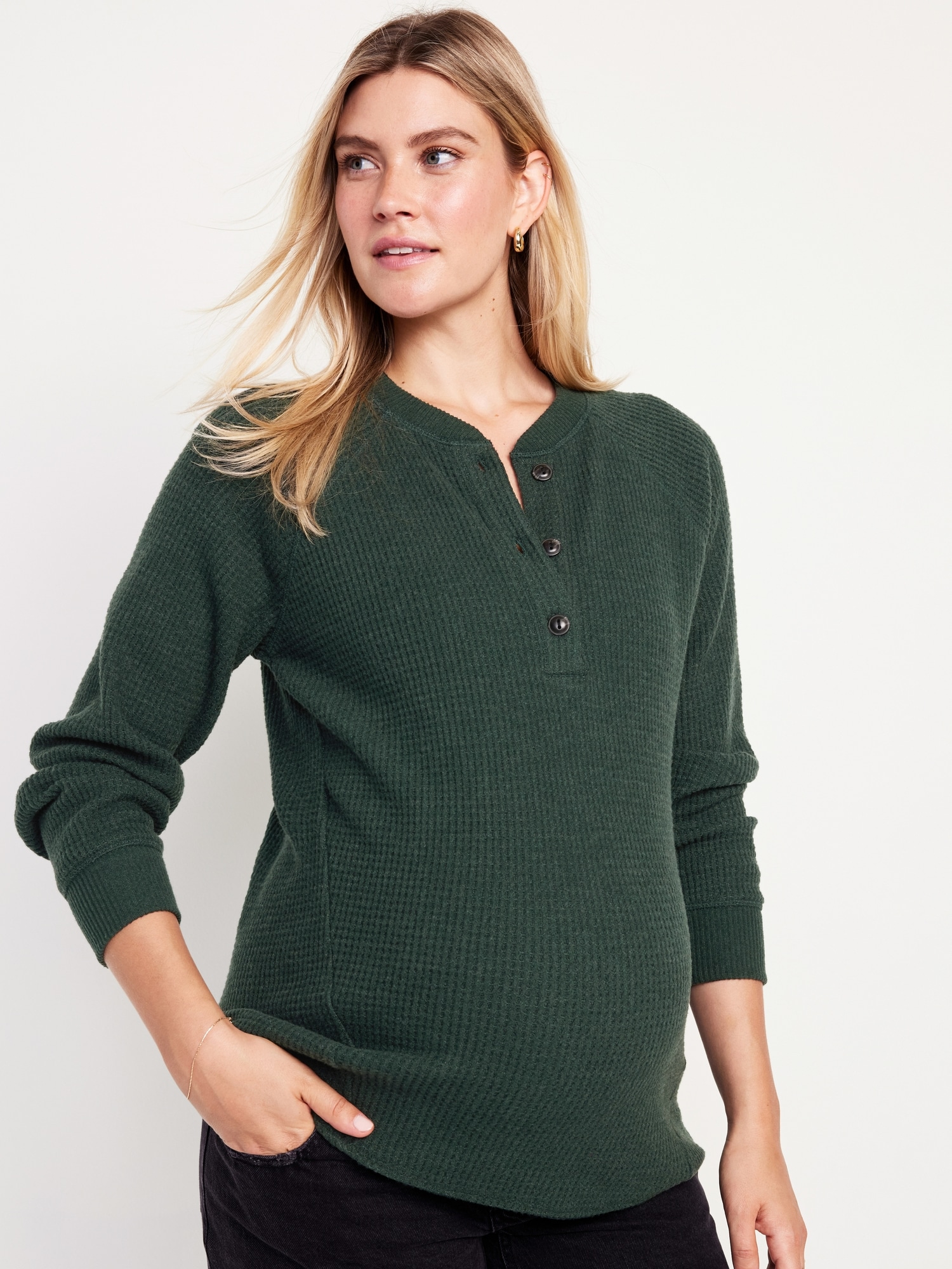 Maternity Waffle Knit Henley Top Old Navy