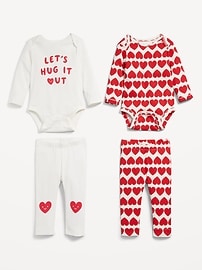 View large product image 3 of 3. 4-Piece Unisex Bodysuit and Leggings Set for Baby
