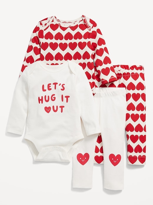 View large product image 1 of 3. 4-Piece Unisex Bodysuit and Leggings Set for Baby