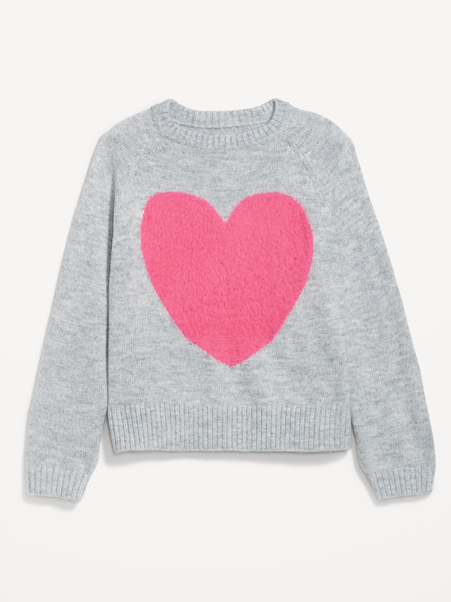 Red Crew neck sweater with heart pattern - Buy Online