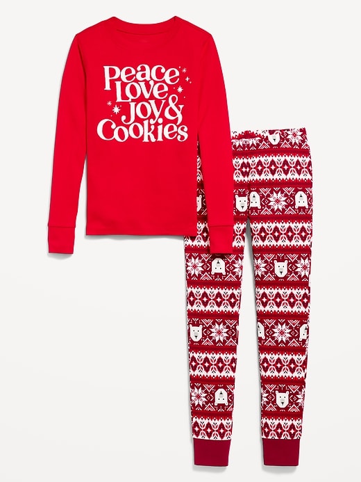 View large product image 2 of 4. Gender-Neutral Graphic Snug-Fit Pajama Set for Kids