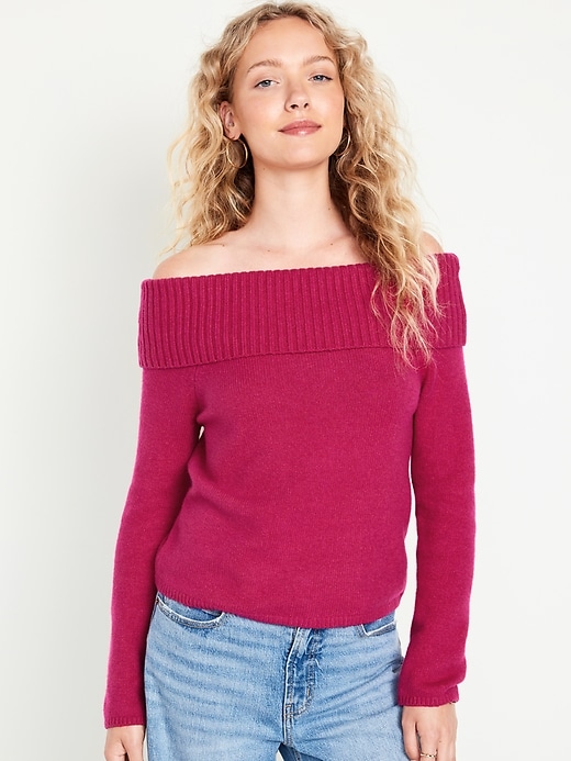 Image number 1 showing, SoSoft Off-Shoulder Sweater