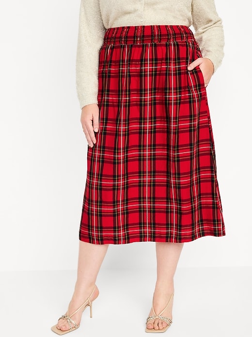 Image number 7 showing, High-Waisted Smocked Midi Skirt