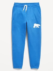 View large product image 4 of 4. Gender-Neutral Fleece Cinched Graphic Jogger Sweatpants for Kids