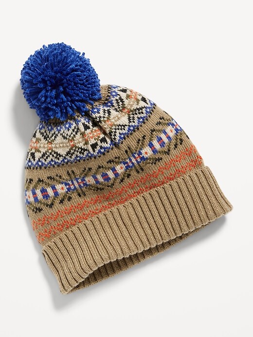 View large product image 1 of 1. Soft-Knit Pom-Pom Beanie for Toddler Boys