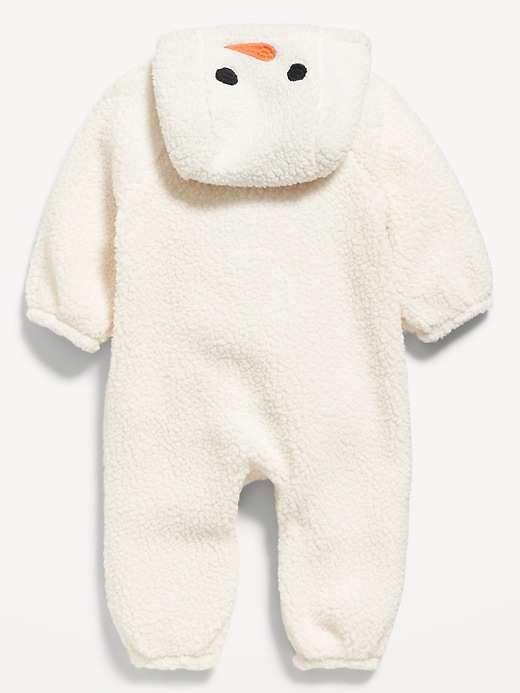 View large product image 2 of 2. Unisex "Snowman" Costume Sherpa Hooded One-Piece for Baby