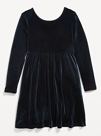 View large product image 3 of 3. Long-Sleeve Velvet Fit & Flare Dress for Girls