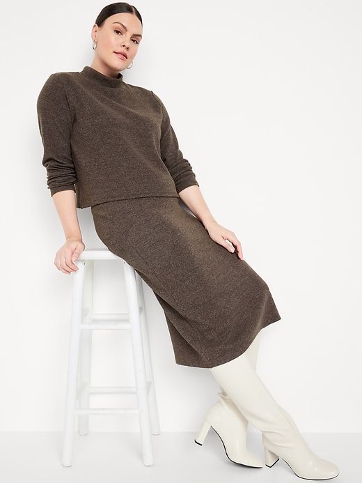 Image number 3 showing, French Rib Mock-Neck Sweater