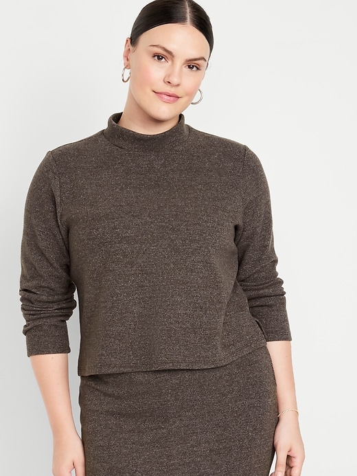 Image number 5 showing, French Rib Mock-Neck Sweater