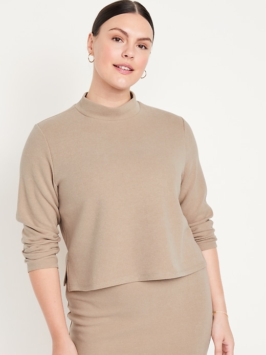Image number 5 showing, French Rib Mock-Neck Sweater