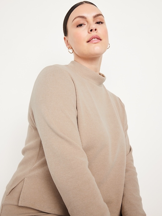 Image number 3 showing, French Rib Mock-Neck Sweater