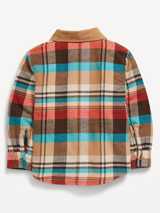 View large product image 2 of 3. Cozy Flannel Microfleece-Lined Pocket Shirt for Toddler Boys
