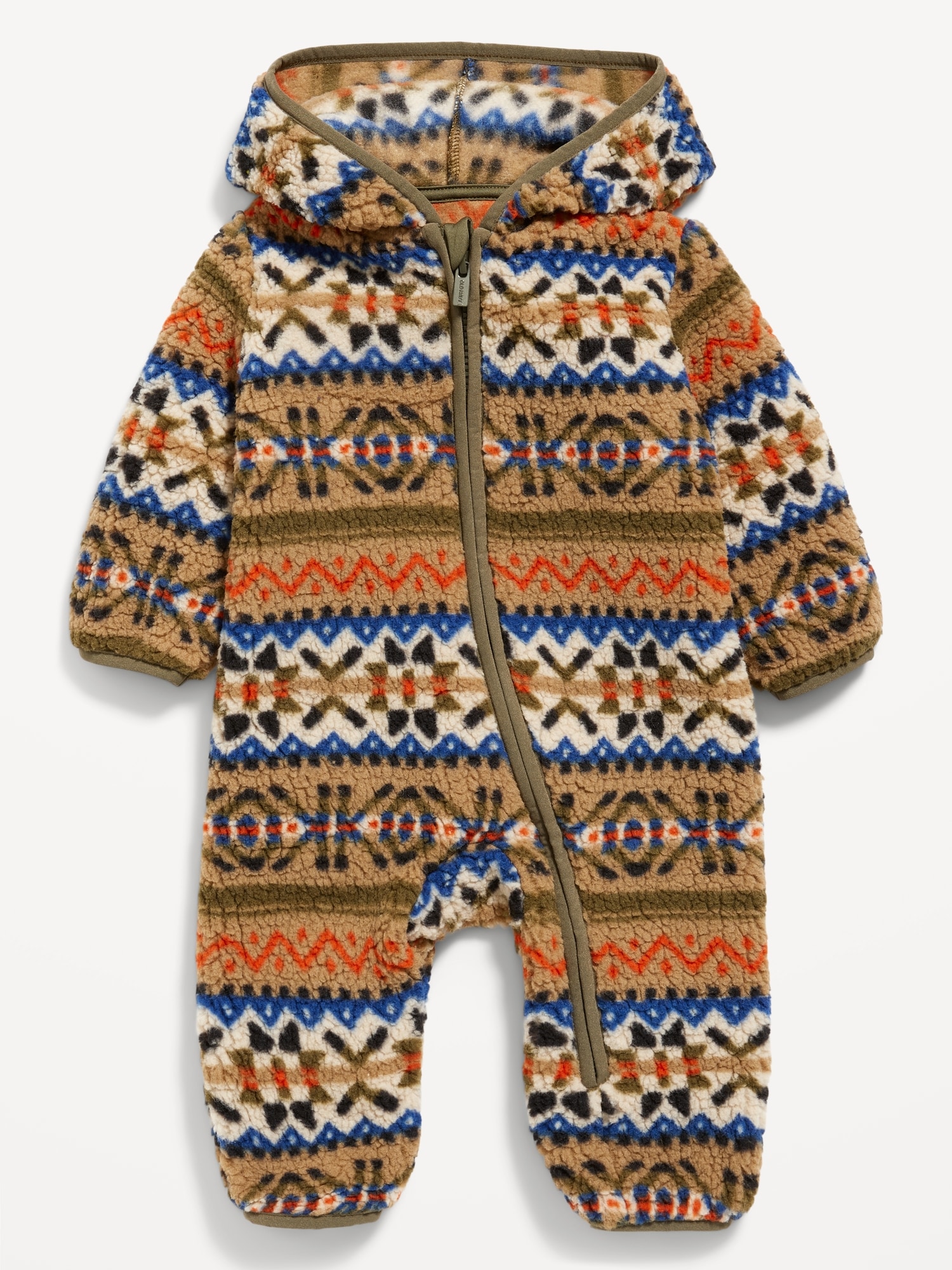 Cozy Unisex Printed Sherpa Hooded One-Piece for Baby