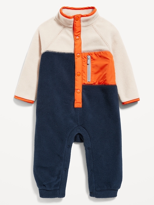 View large product image 1 of 2. Microfleece Button-Front Color-Block One-Piece for Baby