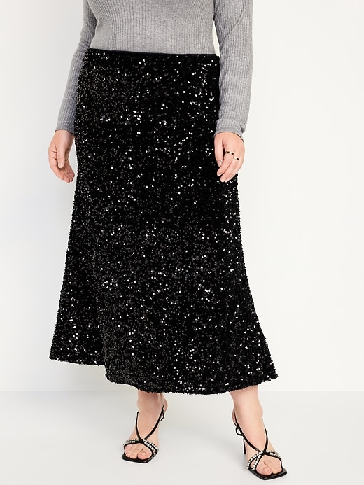 Image number 7 showing, Sequin A-Line Maxi Skirt
