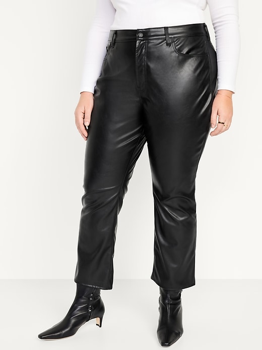 Image number 7 showing, High-Waisted Faux-Leather Boot-Cut Ankle Pants