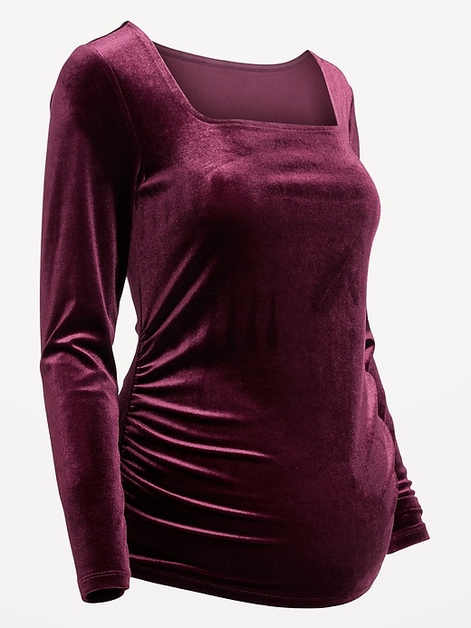 View large product image 2 of 2. Maternity Square-Neck Velvet Top