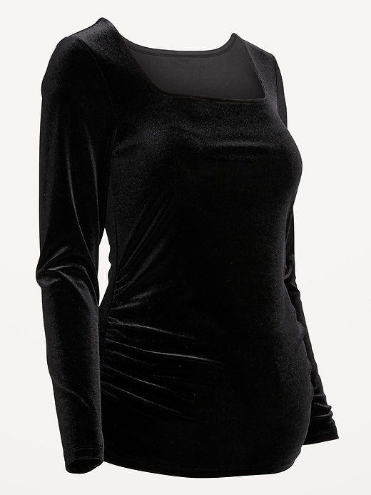 Image number 4 showing, Maternity Square-Neck Velvet Top