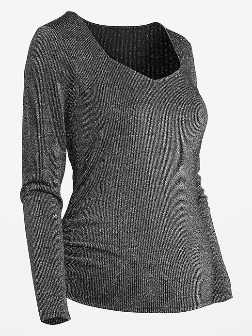 Image number 4 showing, Maternity Long-Sleeve Rib-Knit Top