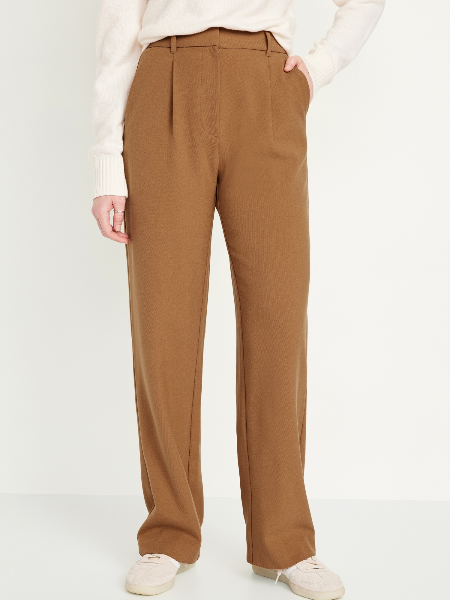 Extra High-Waisted Pleated Taylor Trouser Wide-Leg Pants