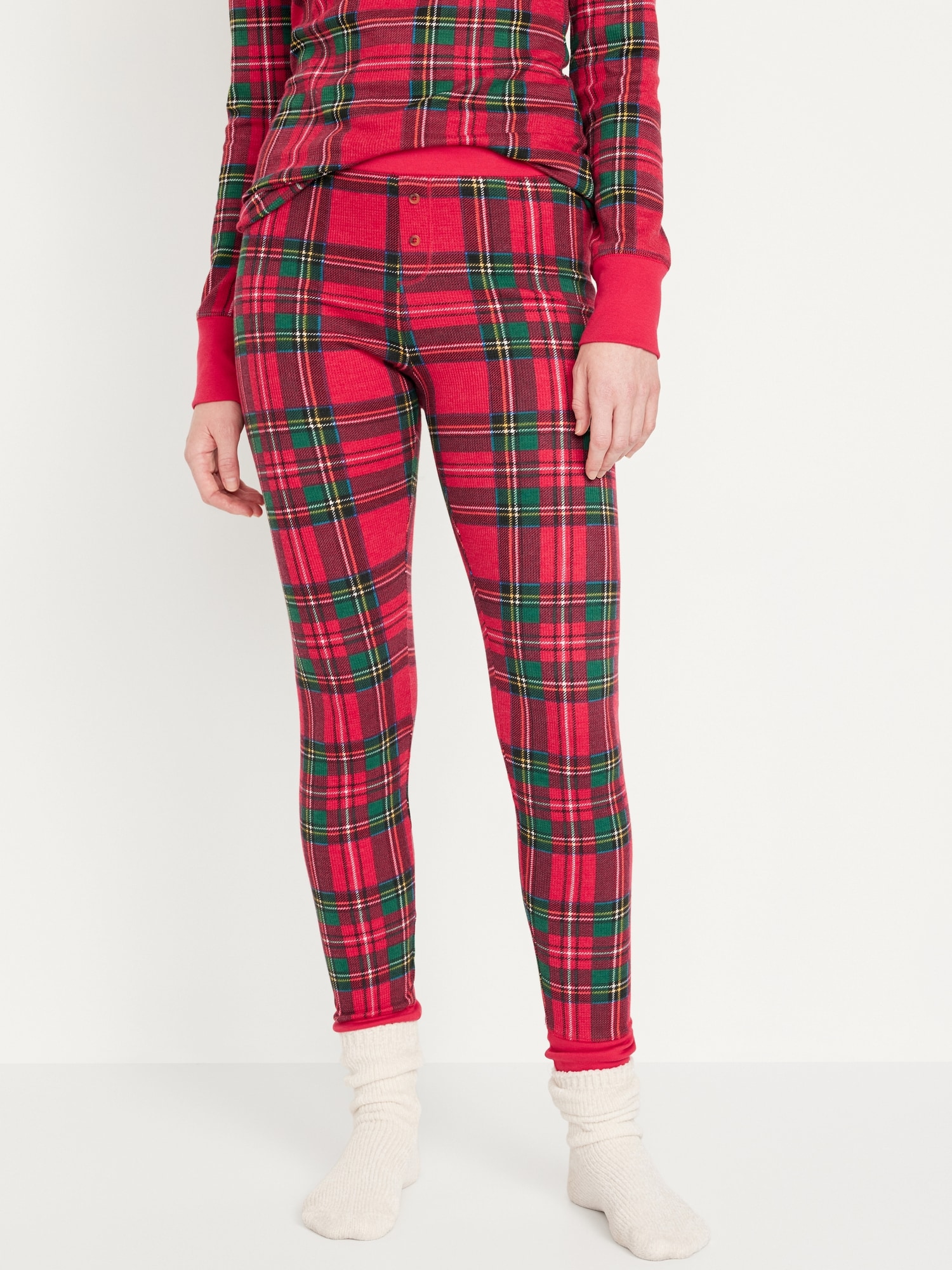 H&M+ Twill Pajama Pants - Red/plaid - Ladies
