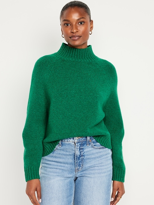 Image number 1 showing, Mock-Neck Cropped Sweater