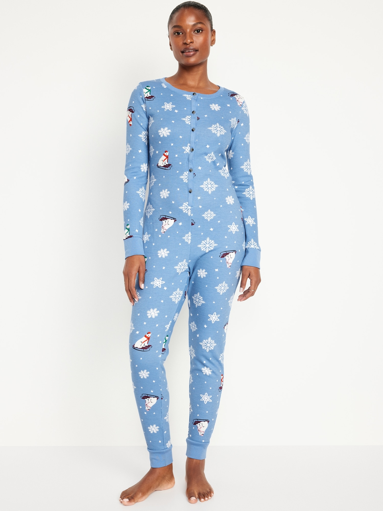 Old Navy Matching Printed Thermal-Knit One-Piece Pajamas for Women