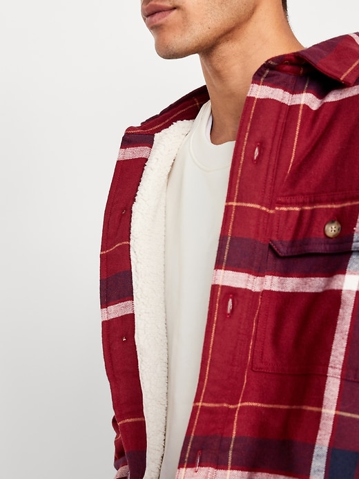 Image number 7 showing, Sherpa-Lined Flannel Shacket