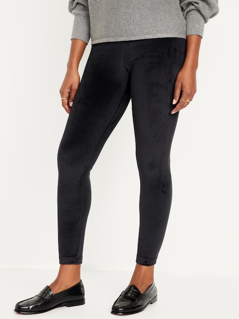 High Waisted Velvet Leggings for Women