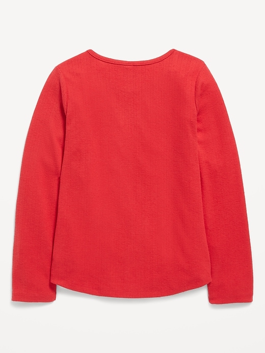 View large product image 2 of 2. Cozy Long-Sleeve Pointelle-Knit T-Shirt for Girls