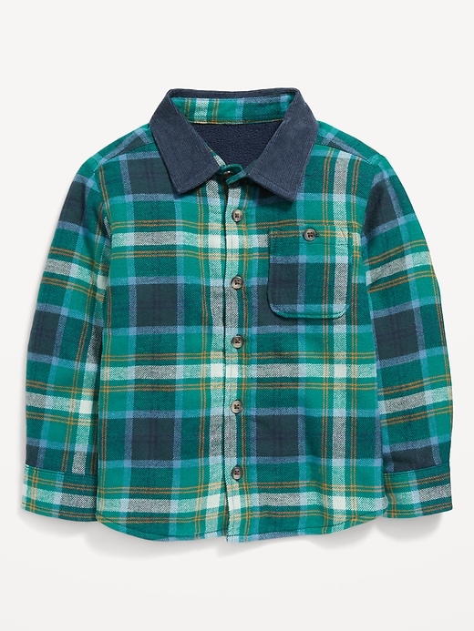 View large product image 1 of 2. Cozy Flannel Microfleece-Lined Pocket Shirt for Toddler Boys