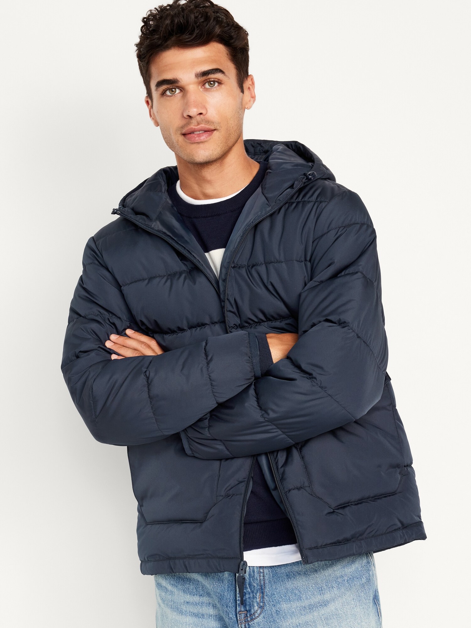 thumbnail image 2 of Xukk Men's Winter Puffer Jacket - Fleece Lined Hooded Quilted Coat With Removable Hood For Cold Weather 2 of 9