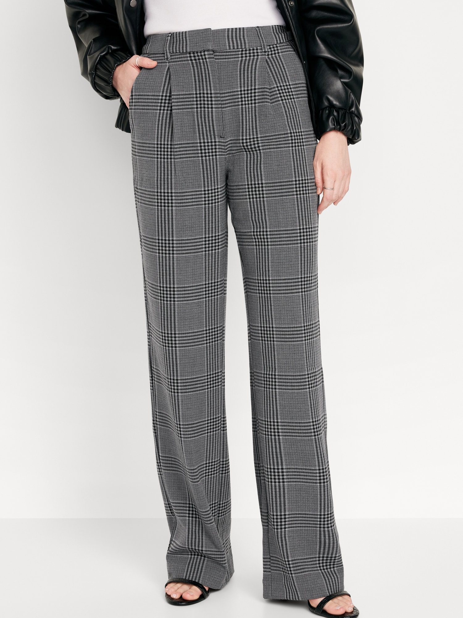 Extra High-Waisted Pleated Taylor Wide-Leg Trouser Suit Pants for
