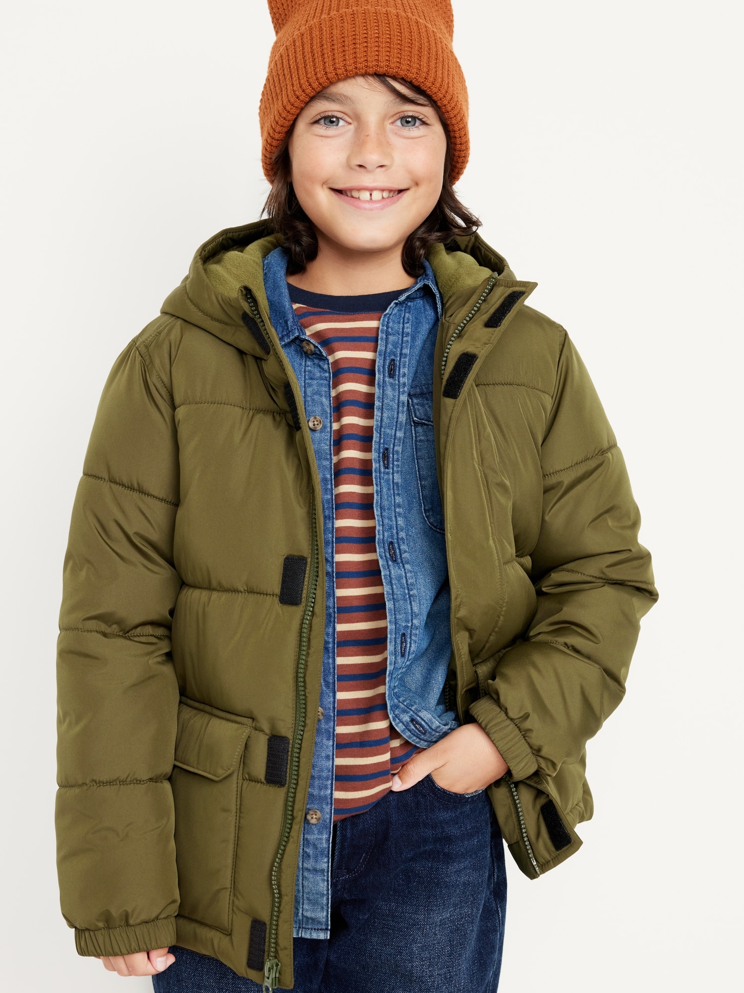 Frost-Free Zip-Front Puffer Jacket for Boys