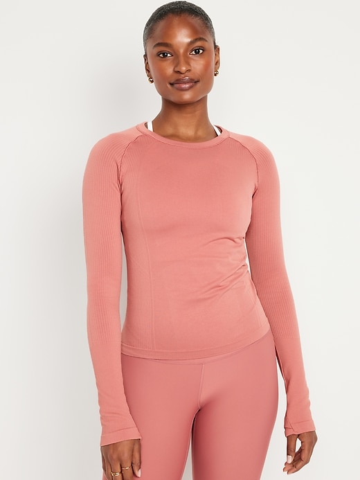 Image number 1 showing, Long-Sleeve Seamless Performance Top for Women