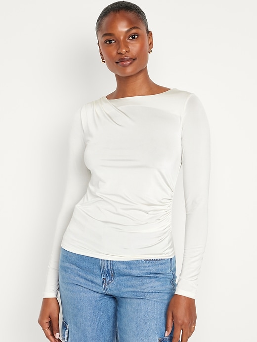 Image number 1 showing, Long-Sleeve Ruched Top