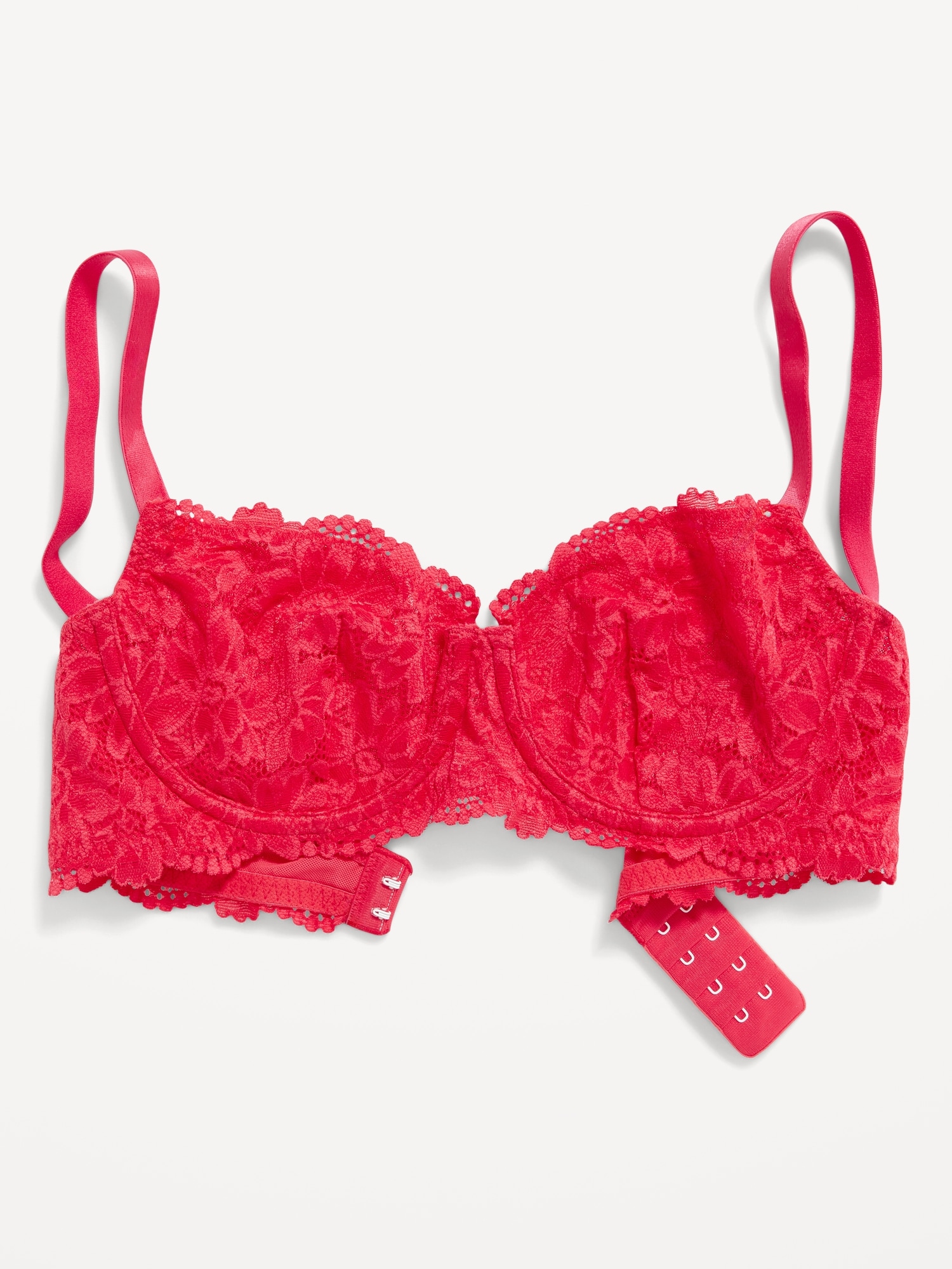 Red lace underwired bra