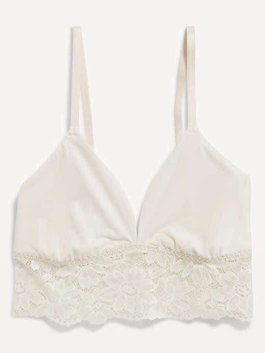 Lace-Trim V-Neck Longline Bralette