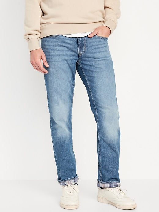 Image number 1 showing, Straight Flannel-Lined Built-In Flex Jeans