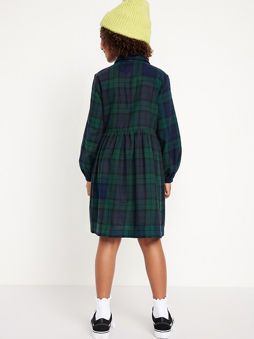green plaid dress old navy Long-Sleeve Button-Front Plaid Swing Dress for Girls