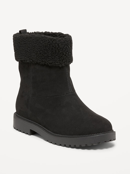 View large product image 1 of 4. Faux-Suede Sherpa-Cuff Boots for Girls