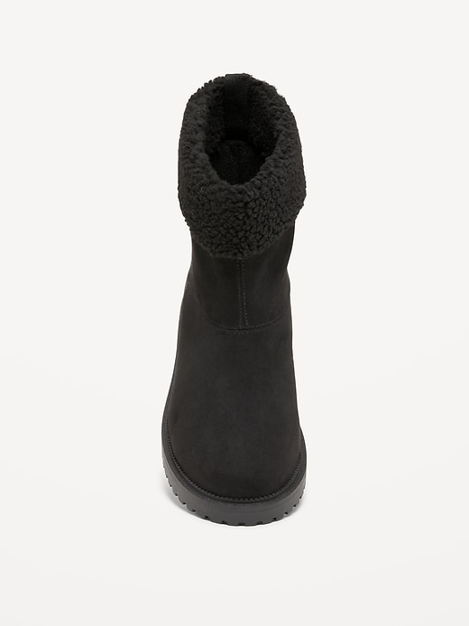 View large product image 2 of 4. Faux-Suede Sherpa-Cuff Boots for Girls